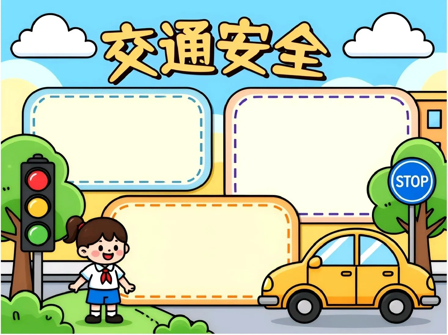 交通安全主题手抄报模板素材包（26页）